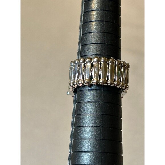 Paparazzi Silver Tone and Red Stone Adjustable Stretch Ring - Picture 3 of 4